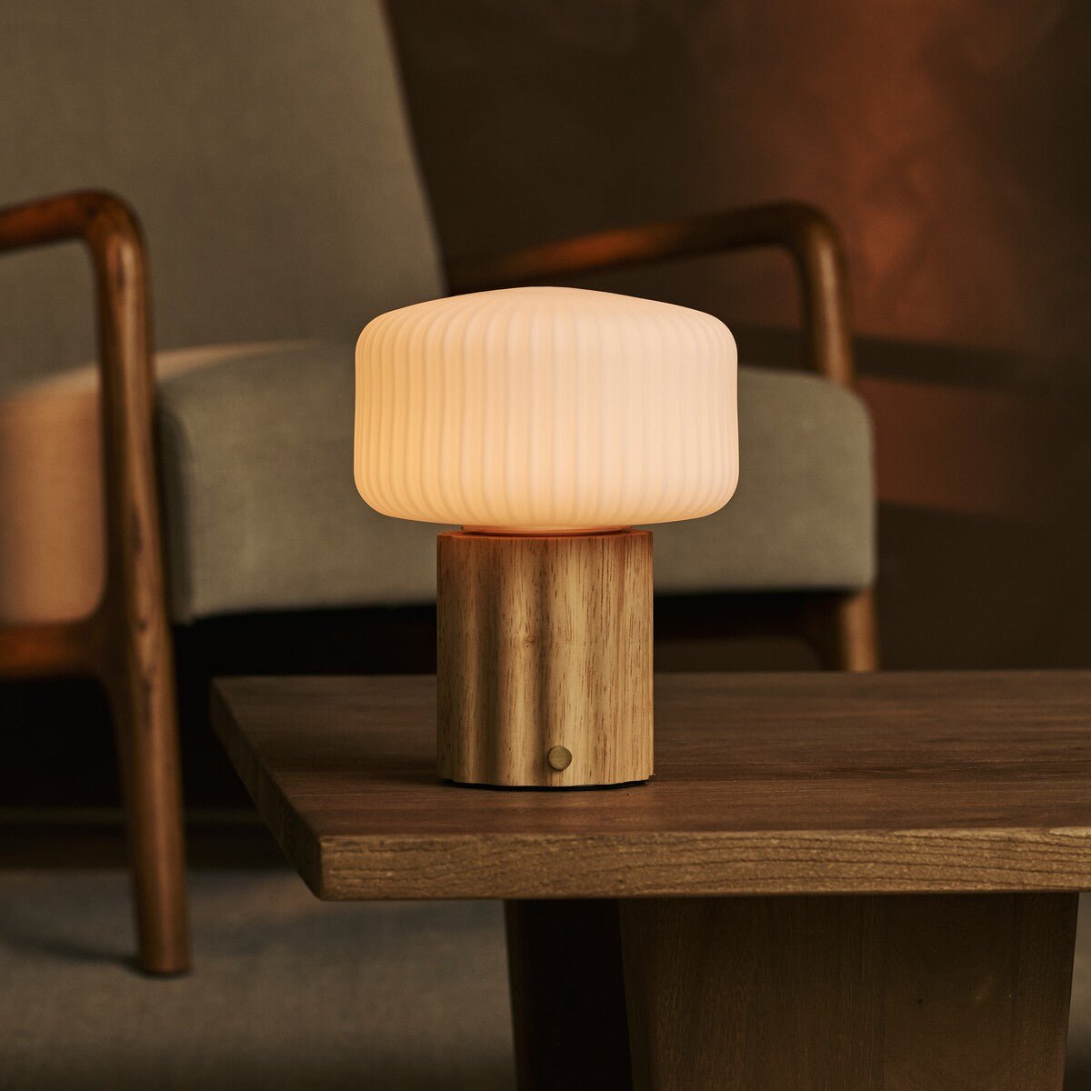 Rechargeable Table Lamp - Light Brown Cordless Lamp with 3 Modes