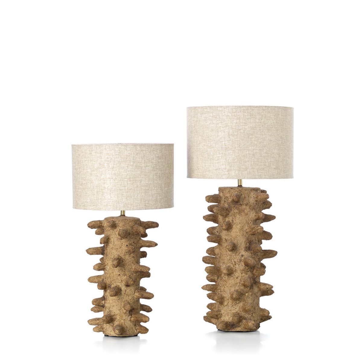 Papier-Mâché Table Lamp - Modern Spiked Design - Mud - Medium