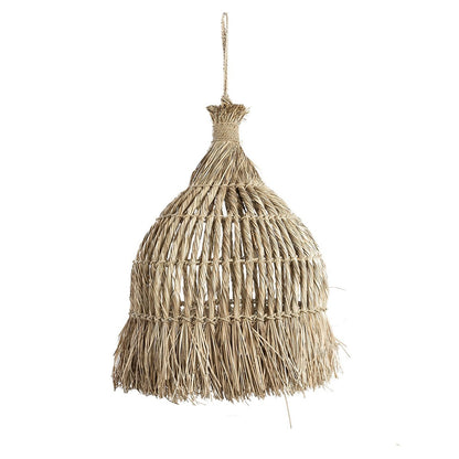 Natural Fiber Pendant Light - Handwoven Mendong Grass Shade - Medium