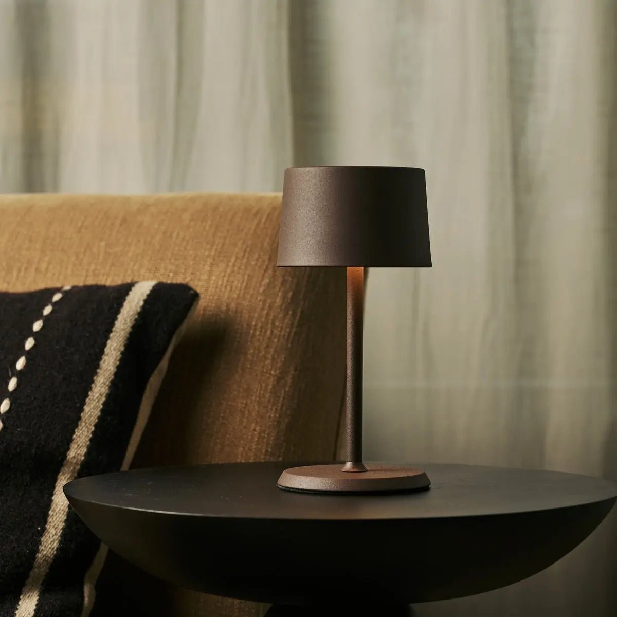David Mocha Brown Rechargeable Table Lamp 2 in 1 with Adjustable Height | Dimmable & Cordless