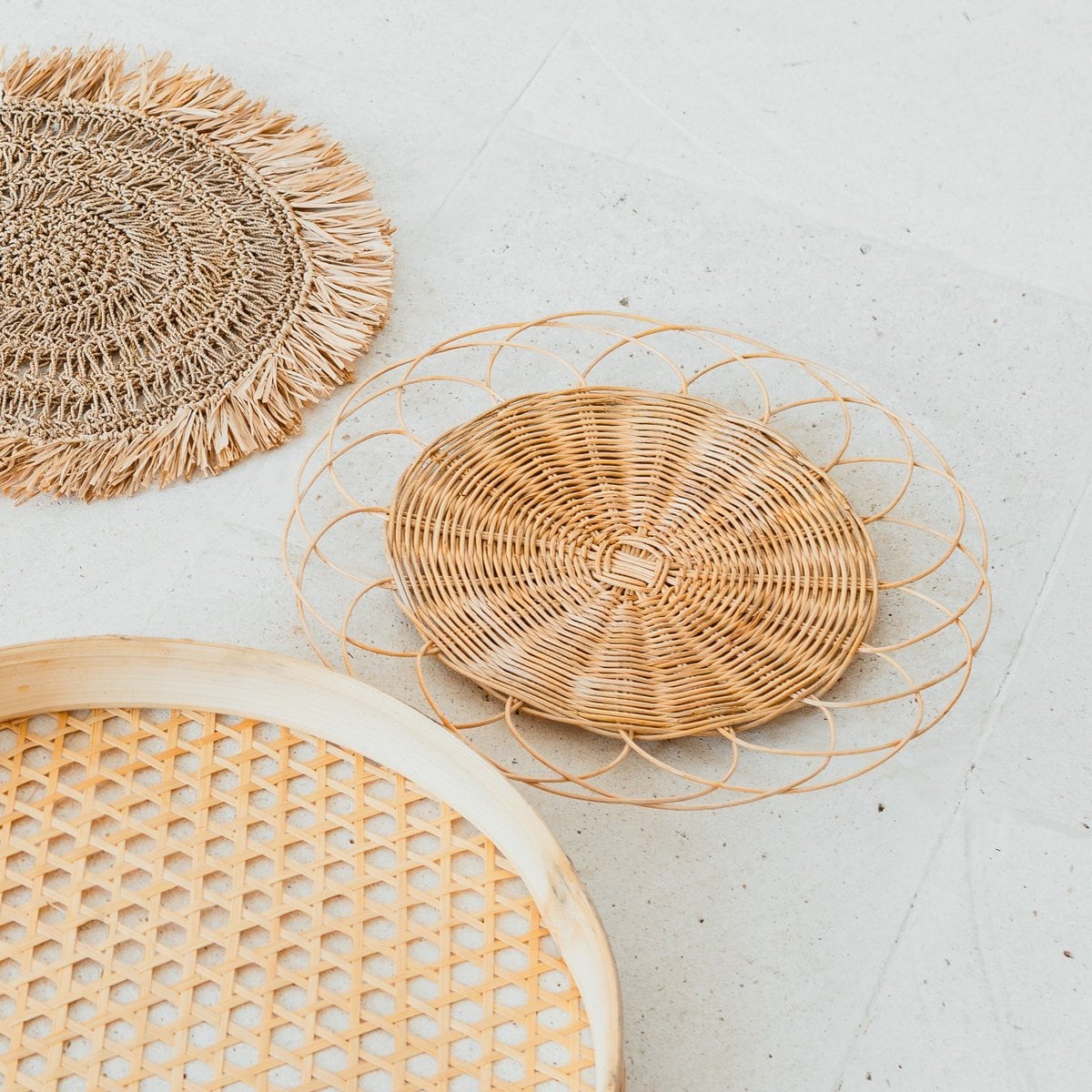Rattan Wall Decor Set – Boho Woven Baskets, Handmade Wall Hanging
