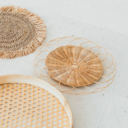 Rattan Wall Decor Set – Boho Woven Baskets, Handmade Wall Hanging