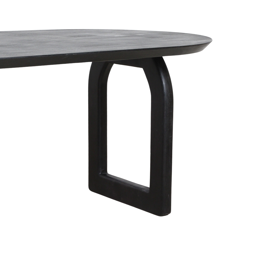 Mango Wood Dining Table - Black Bullnose Edge, Modern Style