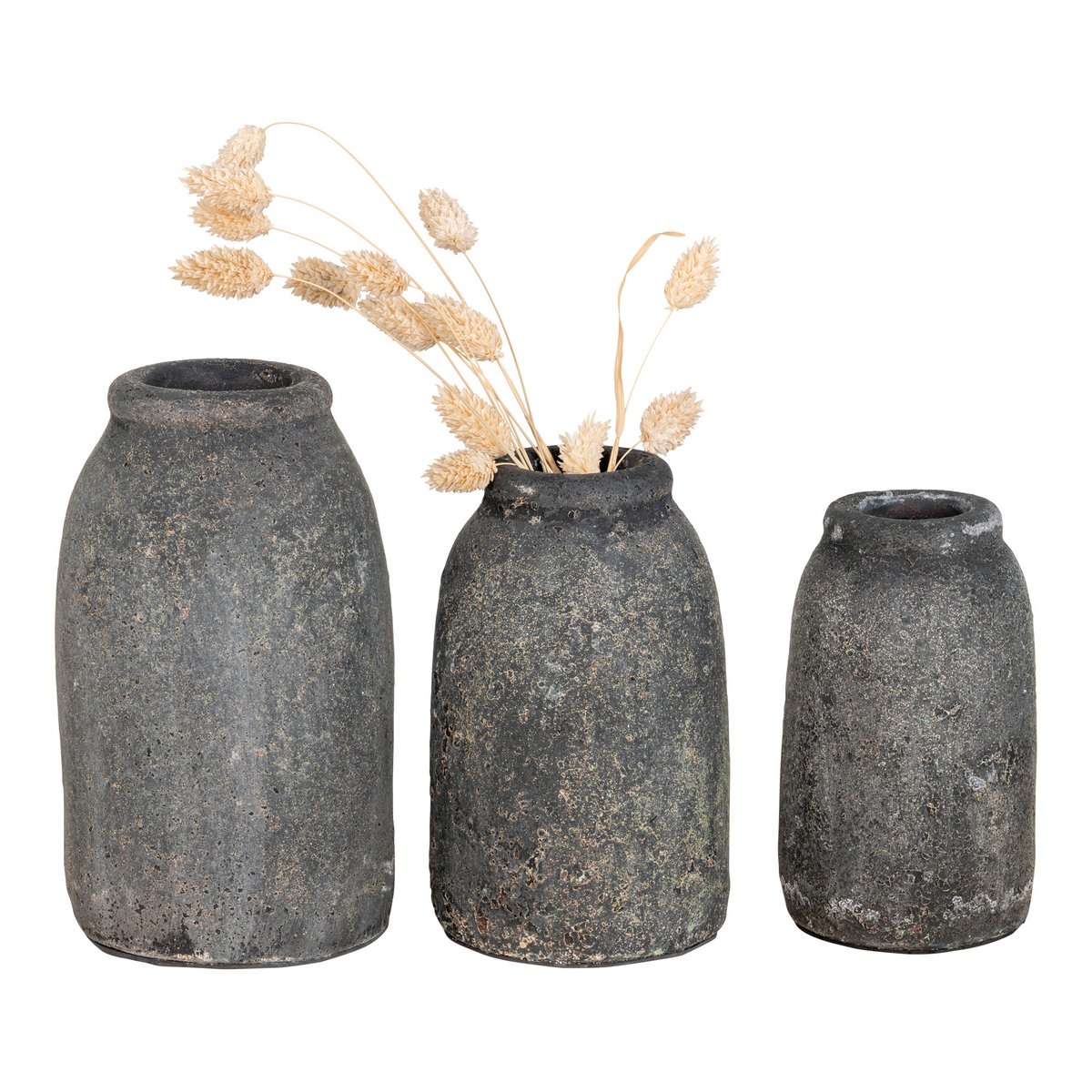Velas Decoration Vases - Antique Light Grey, Terracotta - Set of 3