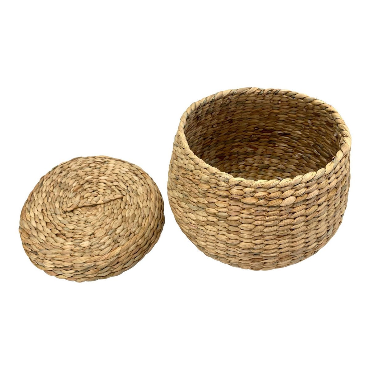 Water Hyacinth Storage Basket - Natural Rustic Woven Basket, ø30x26.5 cm