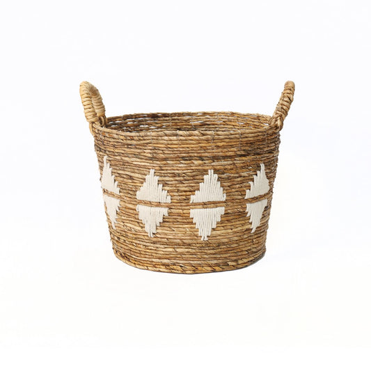 Banana Leaf Basket – Stitched Cesta, Natural White, Medium