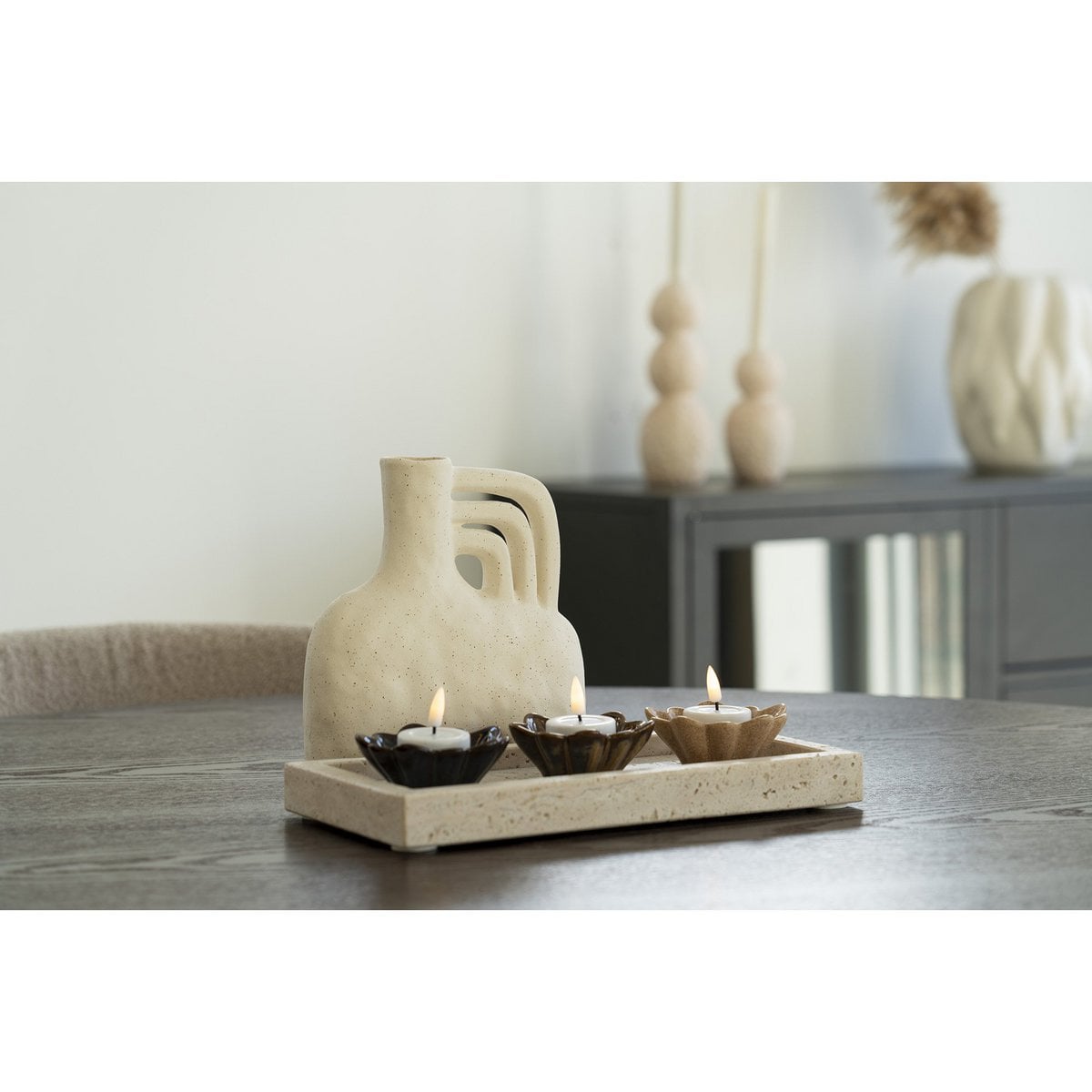 Vase - Vase, ceramic, beige, 18,5x8x19,5 cm
