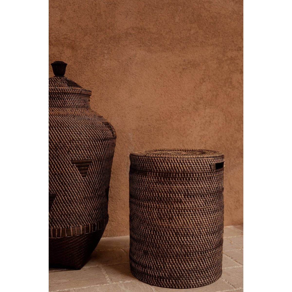 Rattan Laundry Basket - Natural Brown Woven Storage