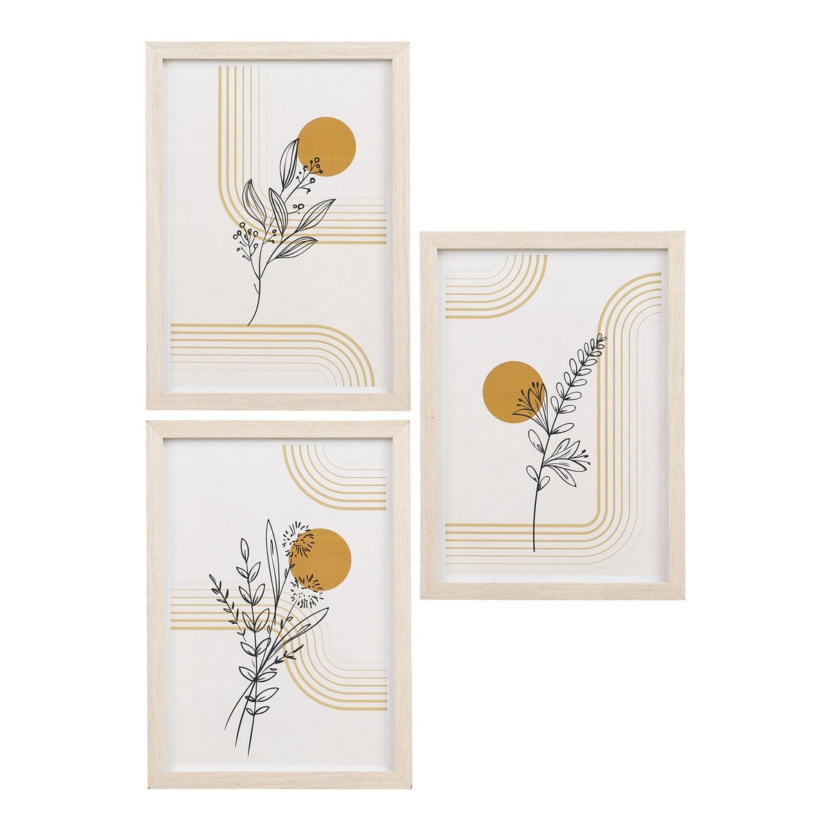 Natural Wood Picture Frame Set - Set of 3 Gallery Wall Frames