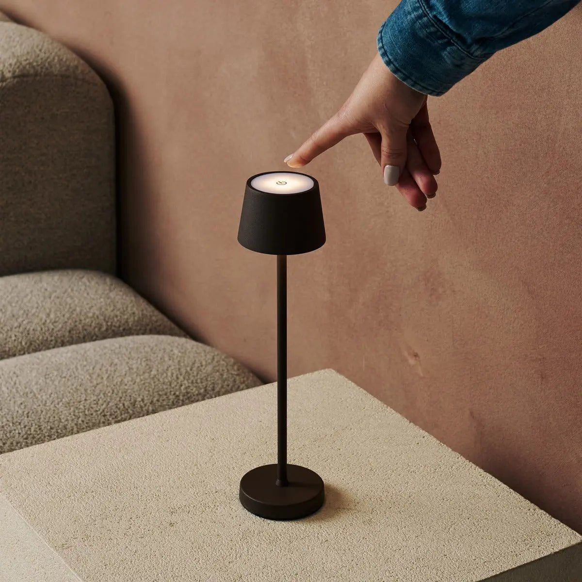 Vondel Mini Mocha Brown Cordless Lamp | Dimmable & Perfect for Hospitality Industry