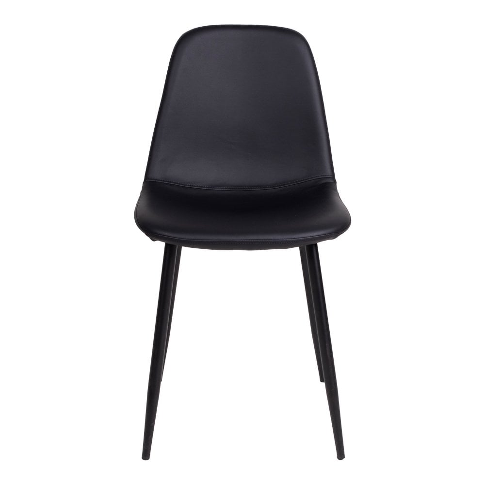 PU Leather Dining Chairs - Black Metal Leg Set of 2