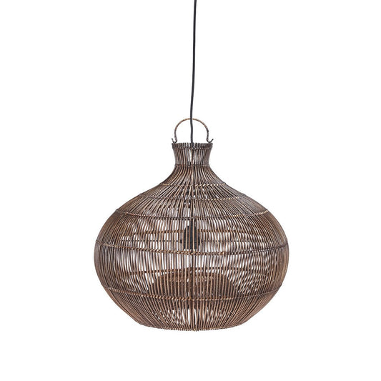 Rattan Pendant Light - Dark Walnut Gourd Shape - Small