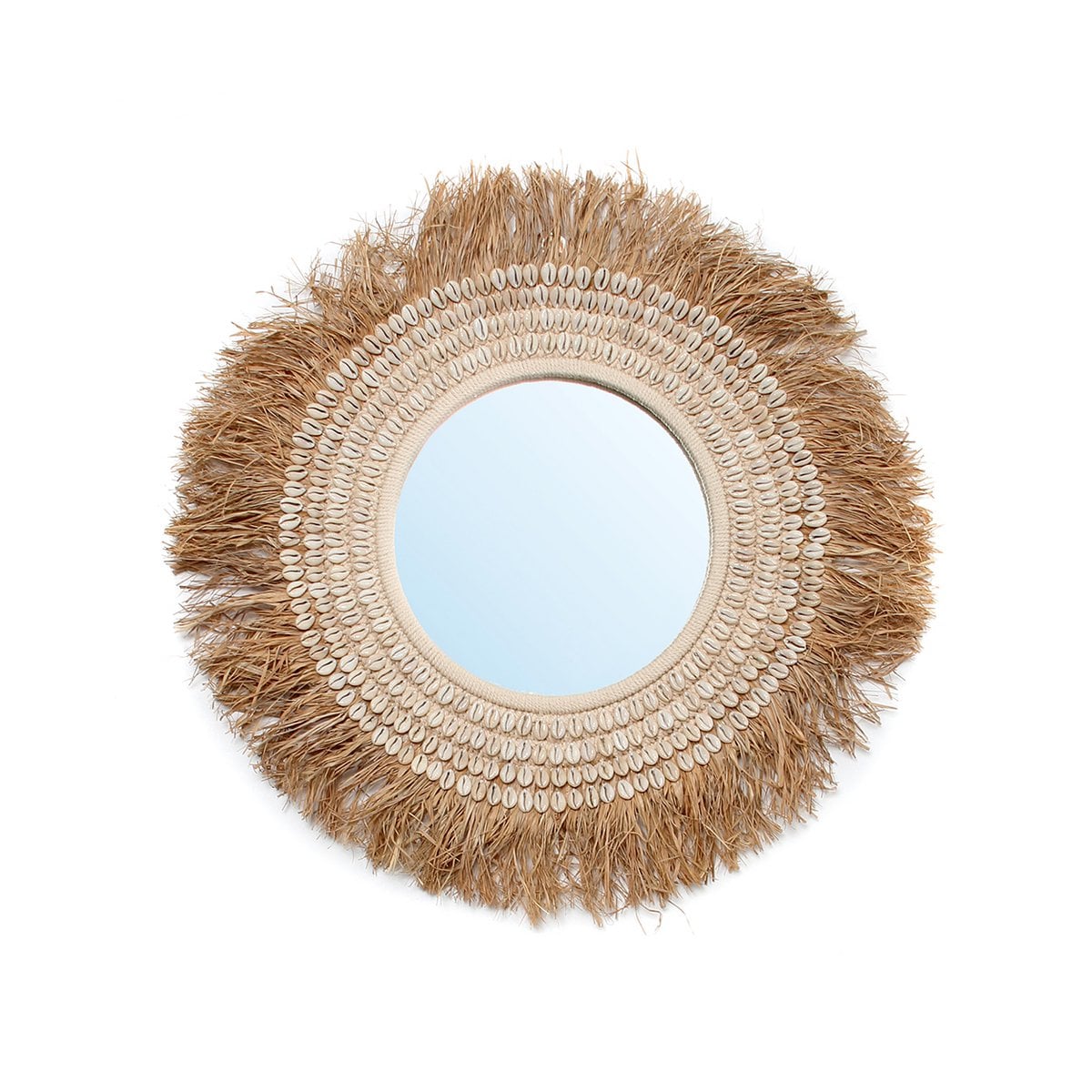 Raffia Cowrie Mirror – Natural White Coastal Accent Mirror