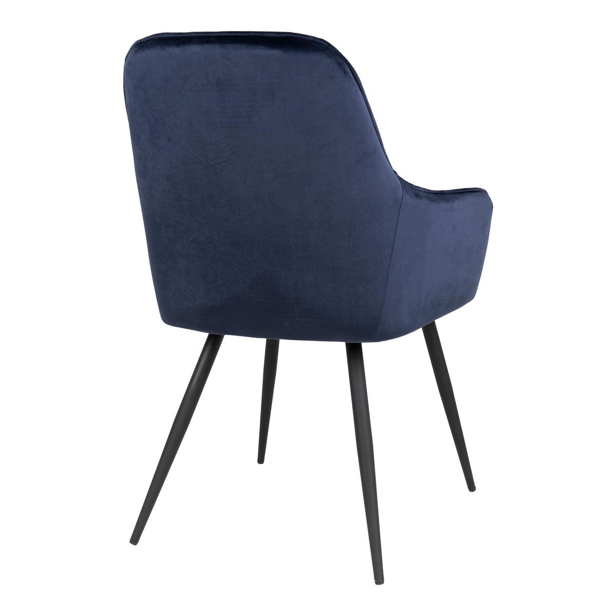 Harbo Dining Chair - Blue, Velvet, Black Metal Legs - Set of 2