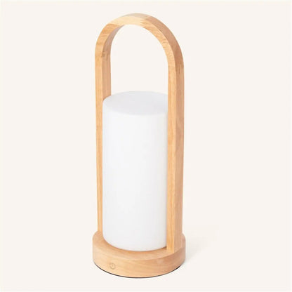 Light Brown Wooden Table Lamp - Cordless Rechargeable Dimmable