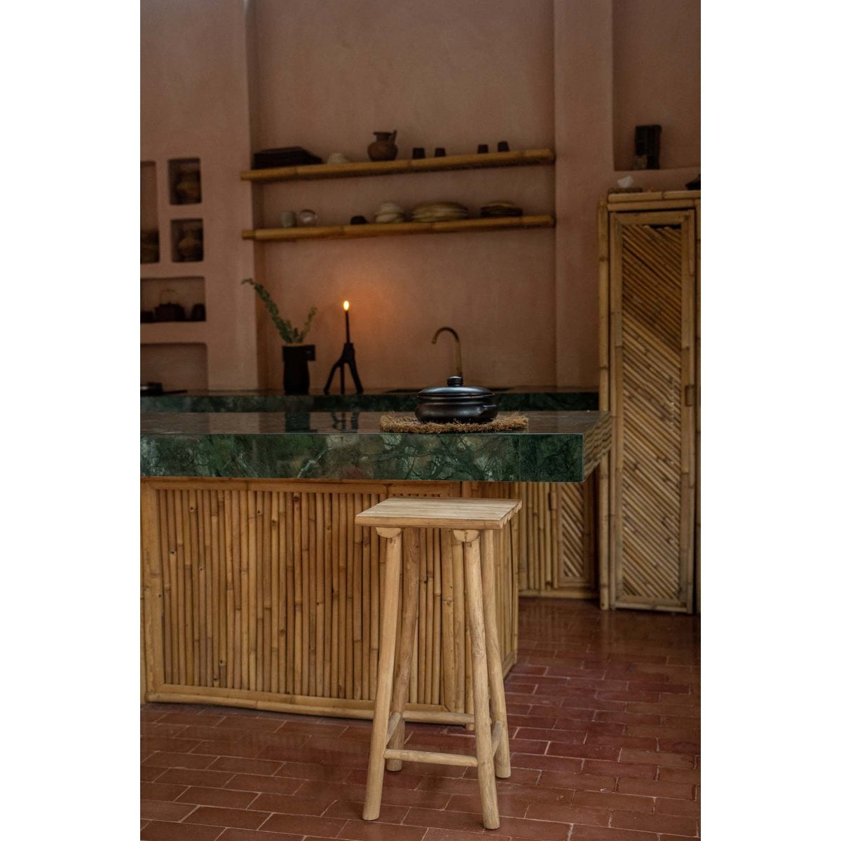 Teak Bar Stool - Natural Island Style Seating for Kitchen & Bar