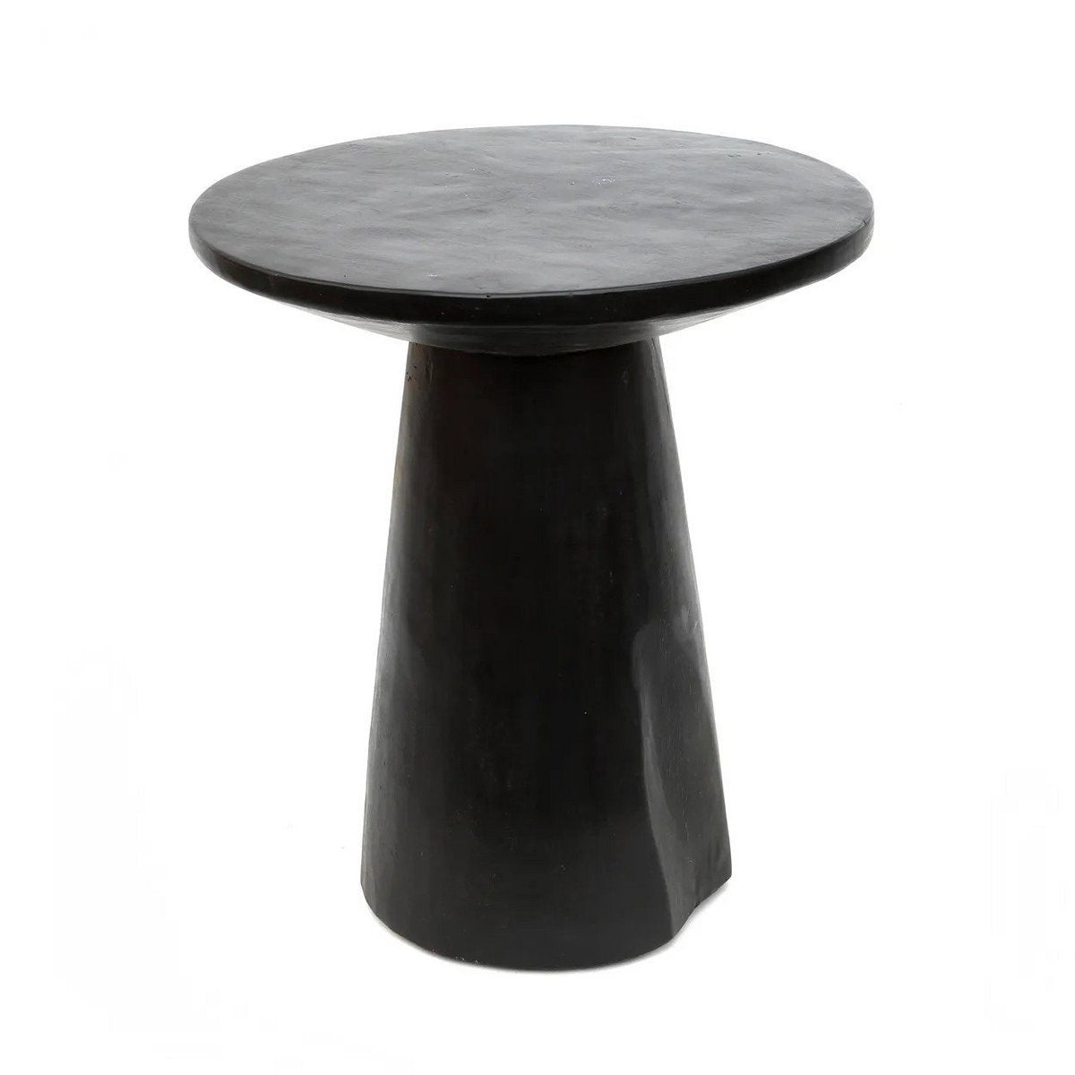 Wooden Side Table - Black Conical Accent Table, 50cm