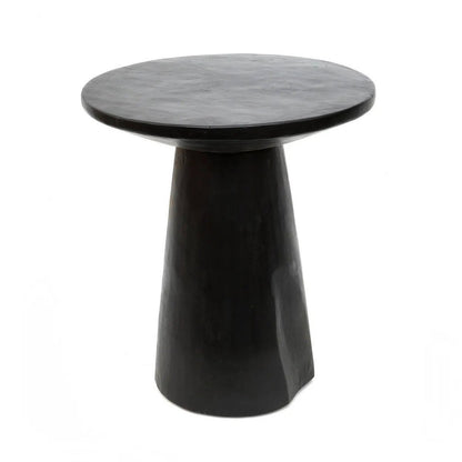 Wooden Side Table - Black Conical Accent Table, 50cm