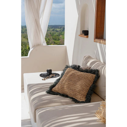 La Funda De Cojín De Rafia - Natural Negro - 60x60