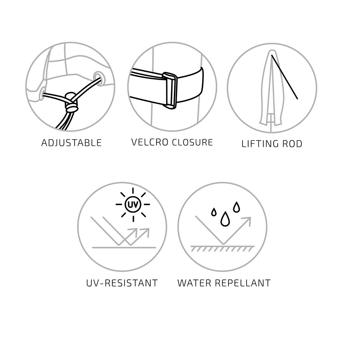 Polyester Parasol Cover - Black Water-Repellent Outdoor Umbrella Shield 225cm
