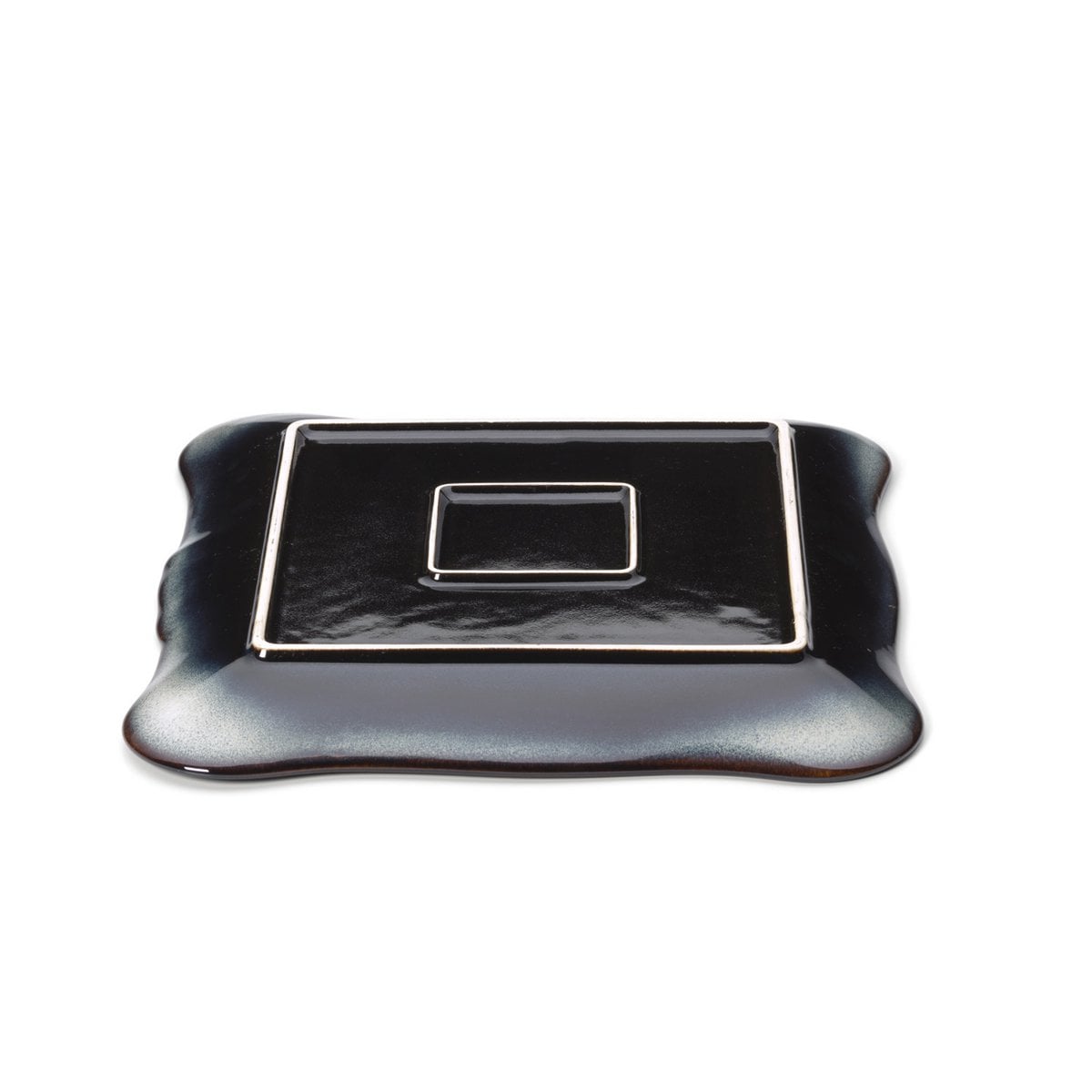 Ceramic Dinner Plate - Grey Brown Square Plate - Extra Large