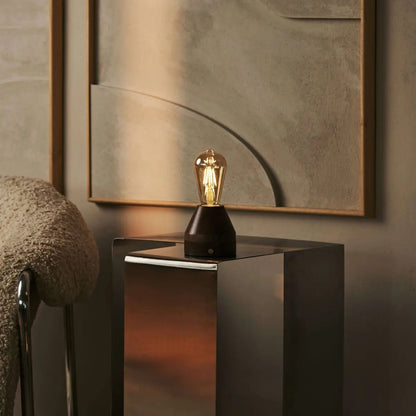 Zavi Walnut Rechargeable Table Lamp | LED, Cordless & 80-Hour Battery Life