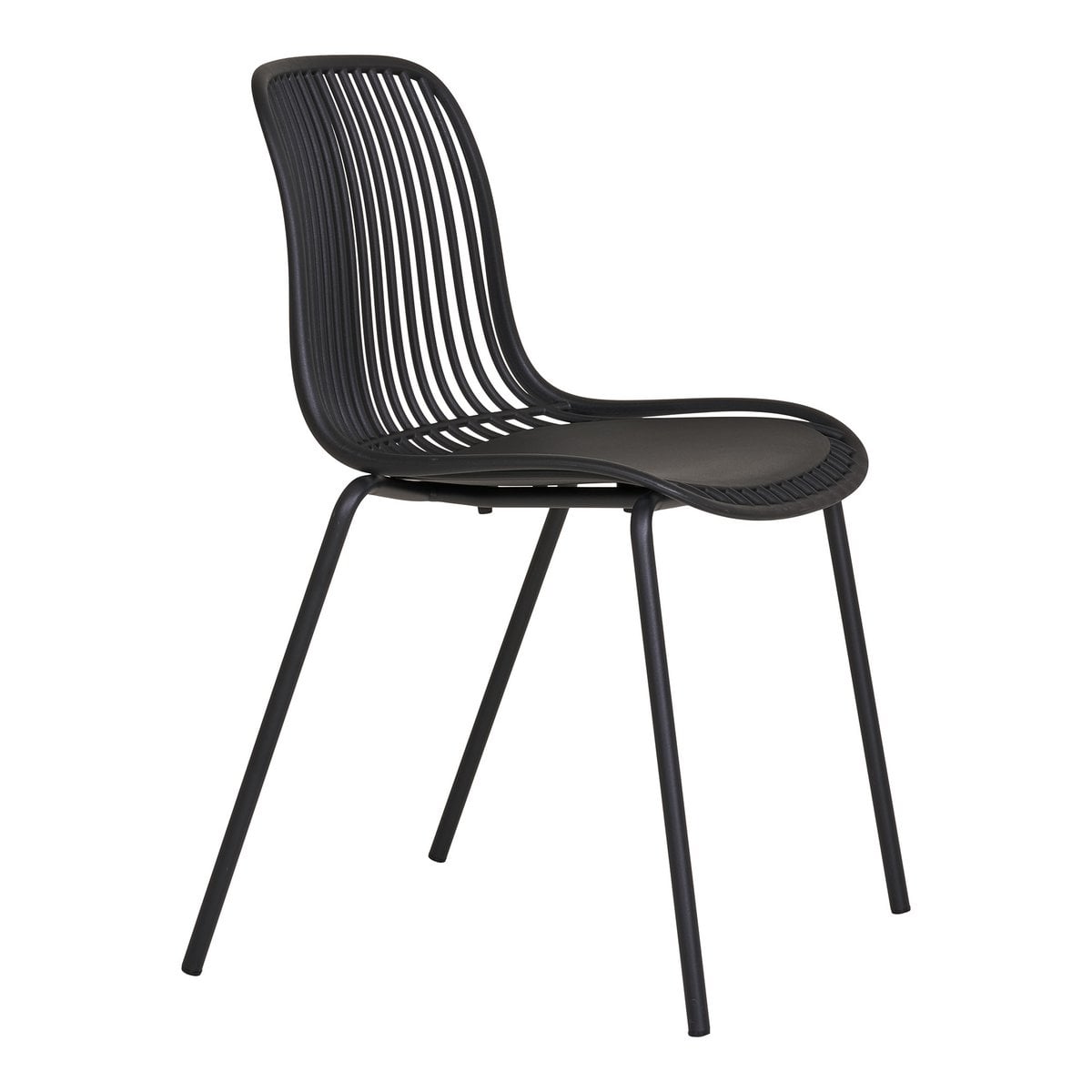 Branson Garden Chair - Black, Stackable, 55x46.5x82 cm - Set of 4