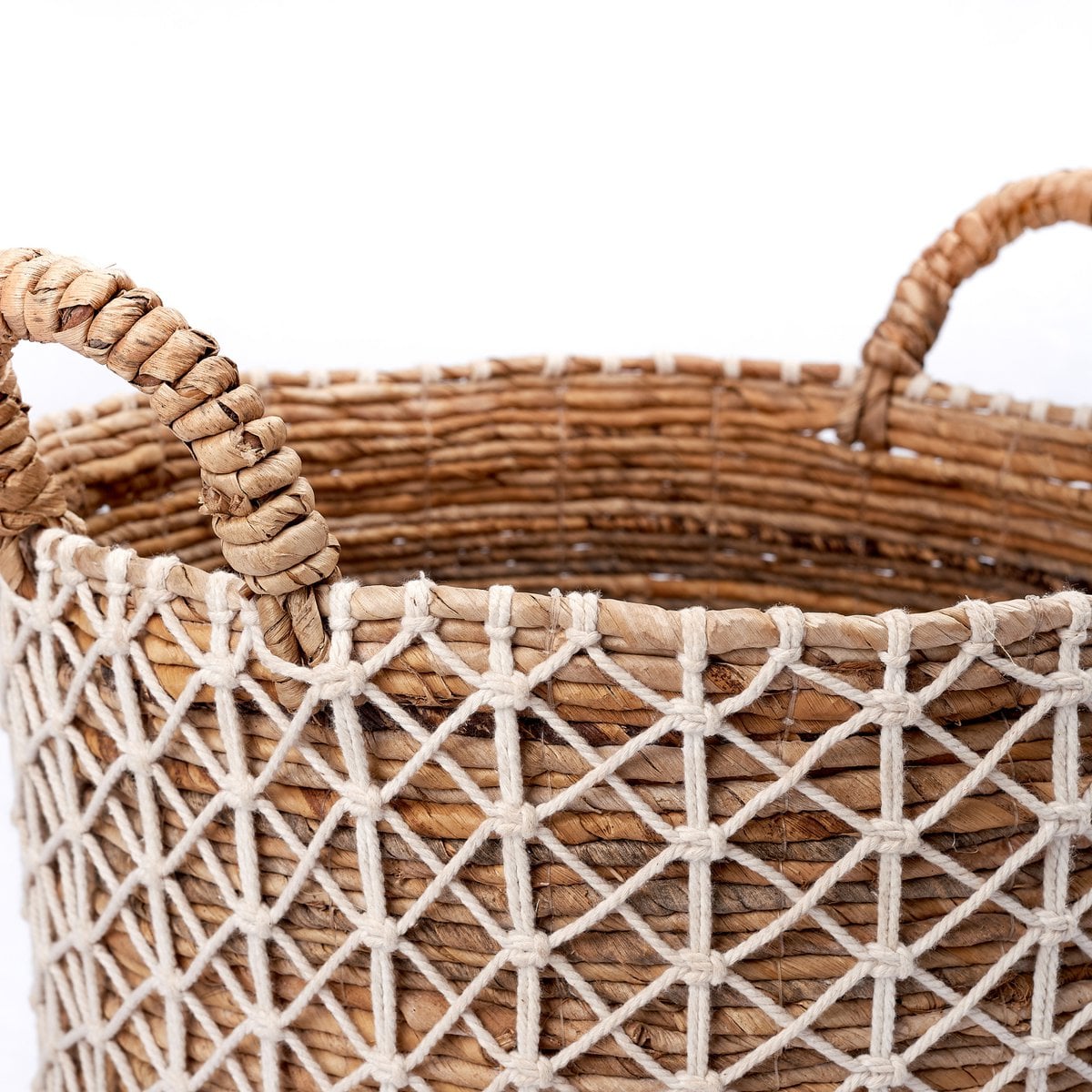 Banana Fibre Boho Storage Basket – Handwoven Laundry & Plant Basket