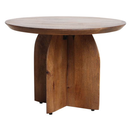 Mango Wood Side Table - Round Accent Table, 55 cm