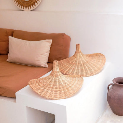 Rattan Pendant Light - Natural Funnel Lampshade, Handmade in Bali
