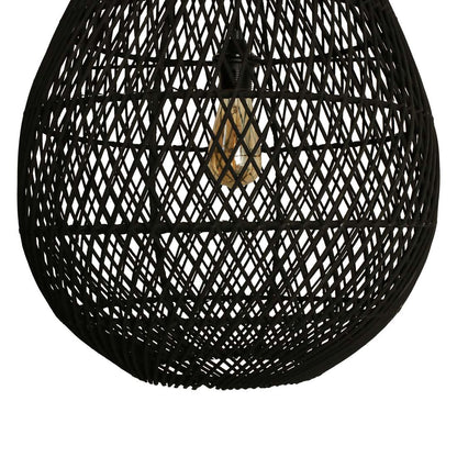 Rattan Pendant Light - Black Drop Hanging Lamp
