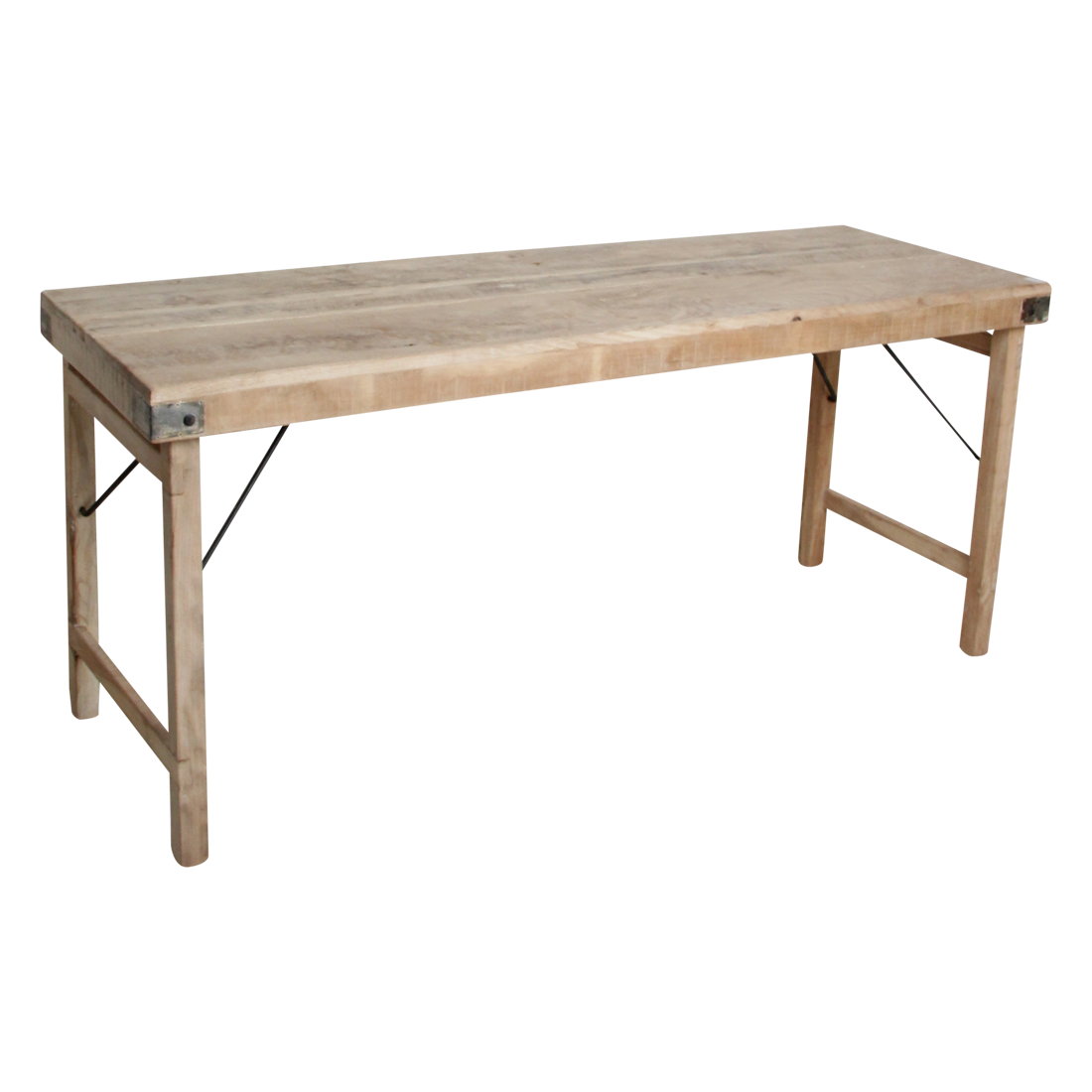 Limewash Reclaimed Wood Dining Table - Rustic Folding Market Board