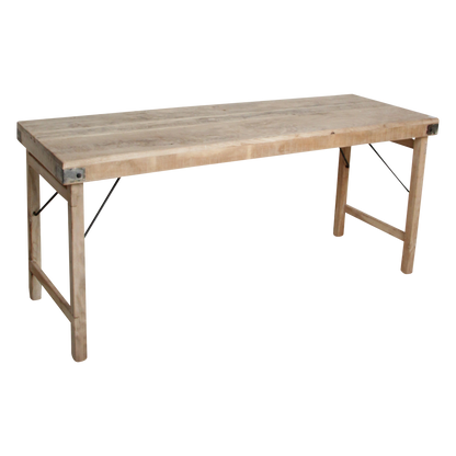 Limewash Reclaimed Wood Dining Table - Rustic Folding Market Board