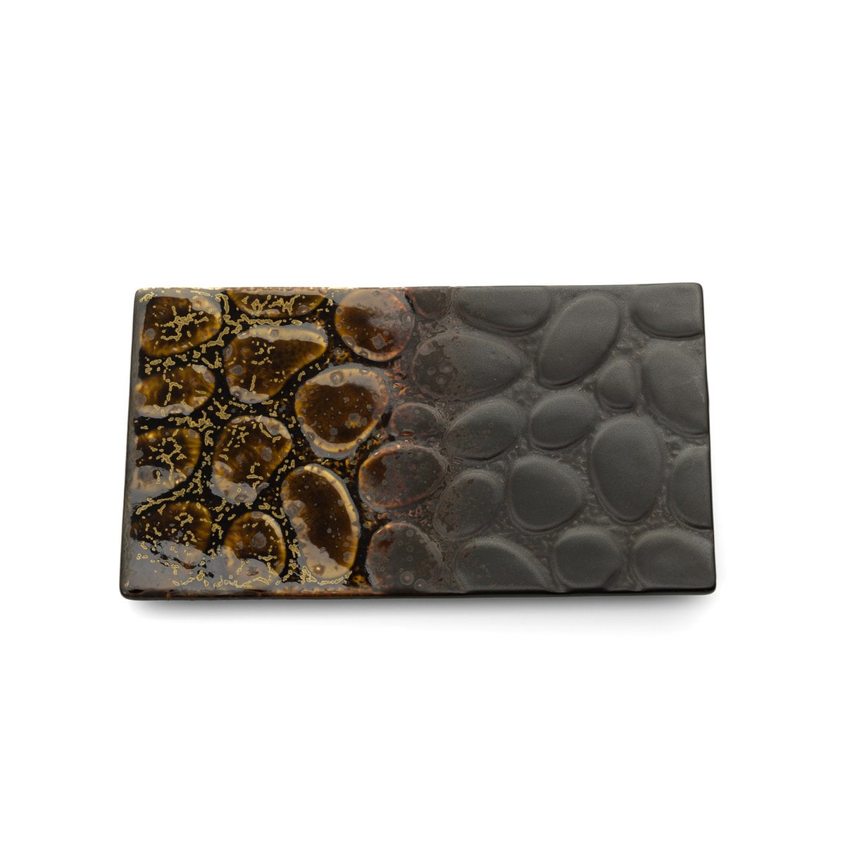 Ceramic Dinner Plate - Rectangular Appetizer Plate, Brown Glaze