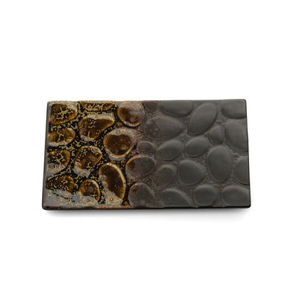 Ceramic Dinner Plate - Rectangular Appetizer Plate, Brown Glaze