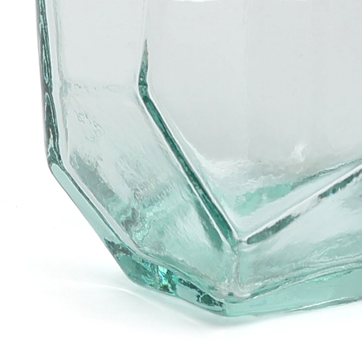 Recycled Glass Origami Water Glass – Modern Faceted Cocktail Tumbler, Blue
