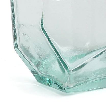Recycled Glass Origami Water Glass – Modern Faceted Cocktail Tumbler, Blue