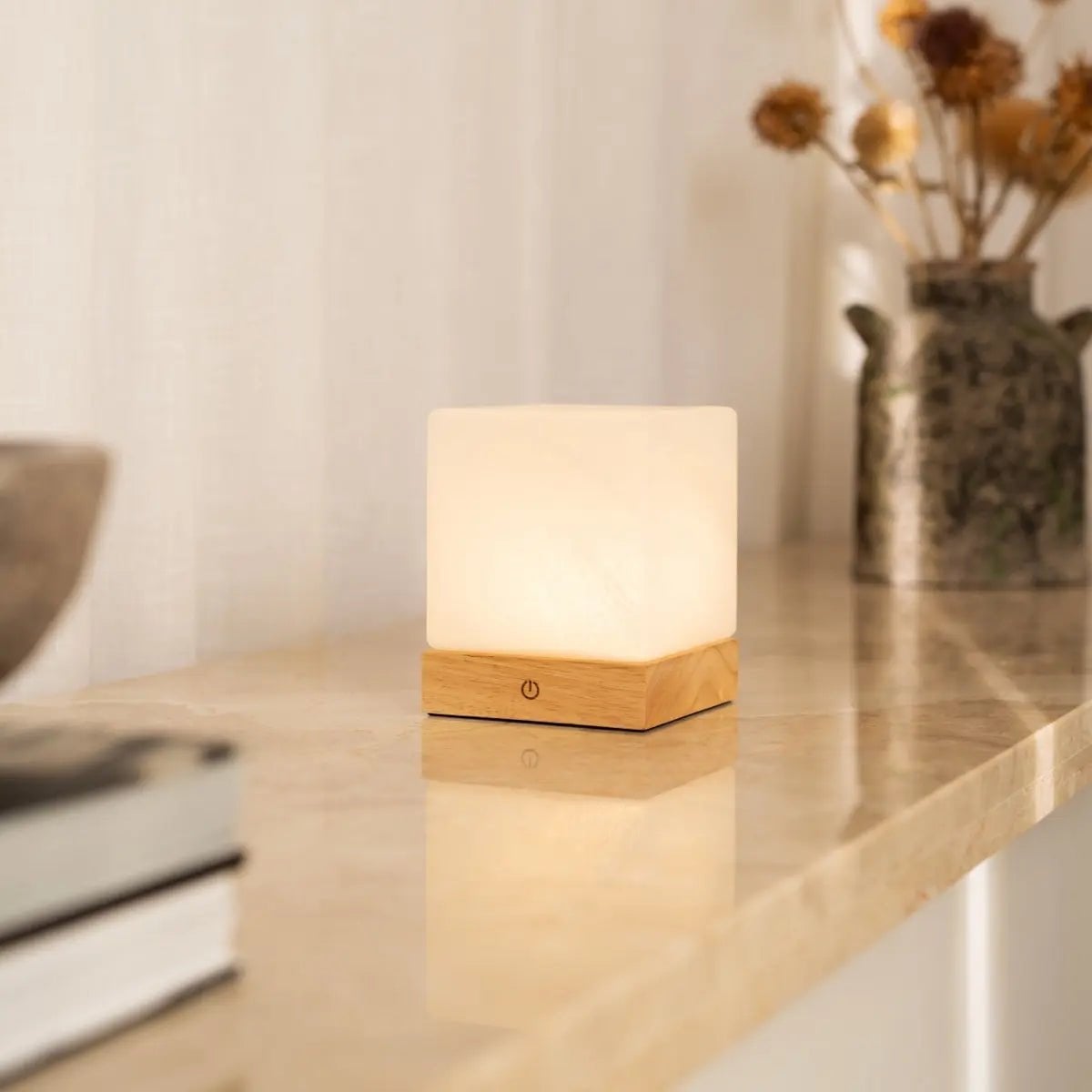 Yce Light Brown Cordless Wooden Lamp | Rechargeable, Dimmable & 100-Hour Battery Life