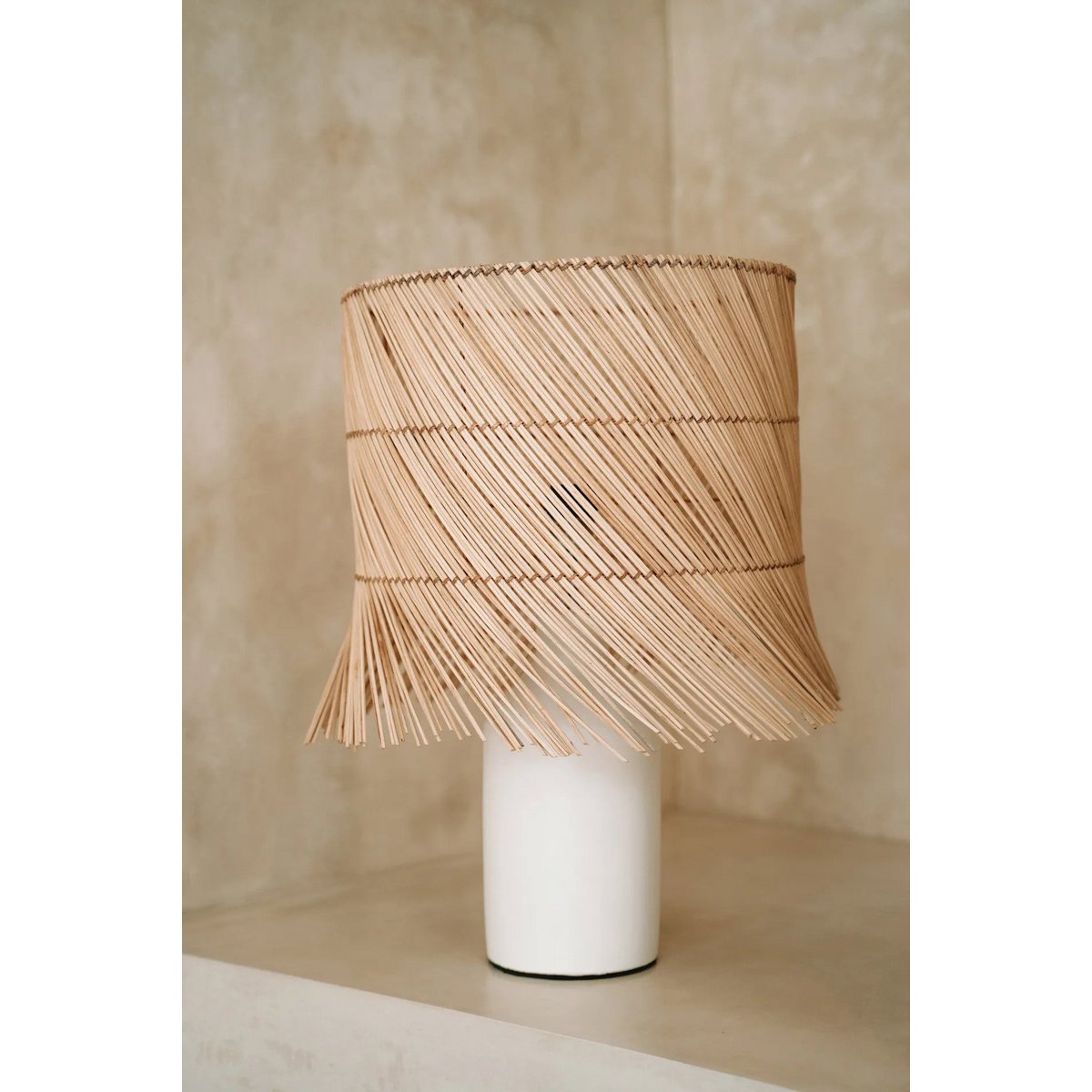 Rattan Table Lamp - White Natural