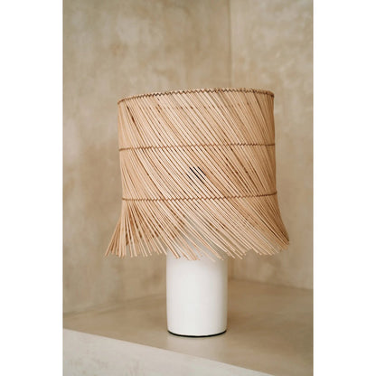 Rattan Table Lamp - White Natural