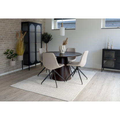 Sand Polyester Dining Chairs with Black Swivel Base - Set of 2