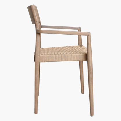 Freya Garden chair with Natural Armrest - Light Teakhout