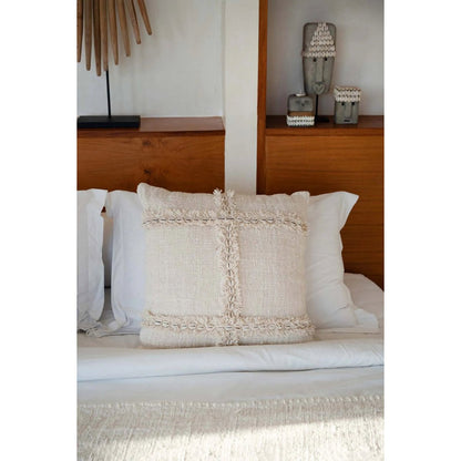 Natural Cotton Cushion Cover - Boho Style, 50x50 cm
