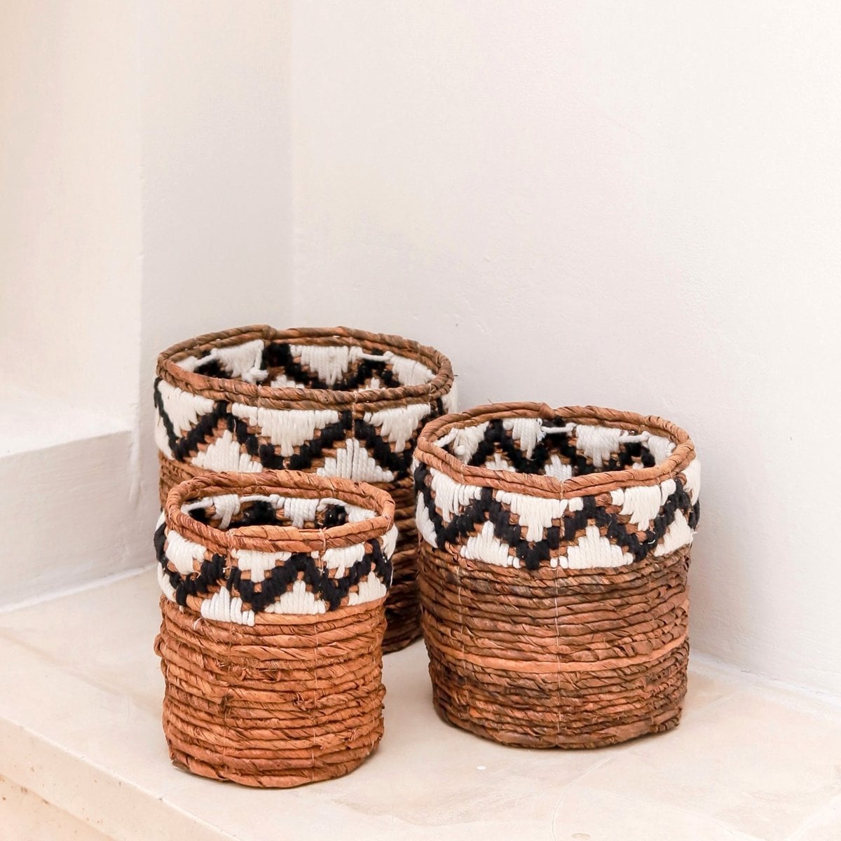 Woven Basket - Boho Macrame Basket for Plants or Storage