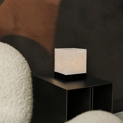Zano Black Wireless Lamp with Battery | Linen Blend, LED & Three Light Modes
