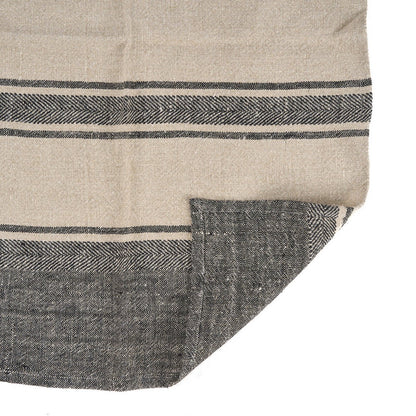 Linen Kitchen Towel - Natural Black Boho Stripe, 50x70