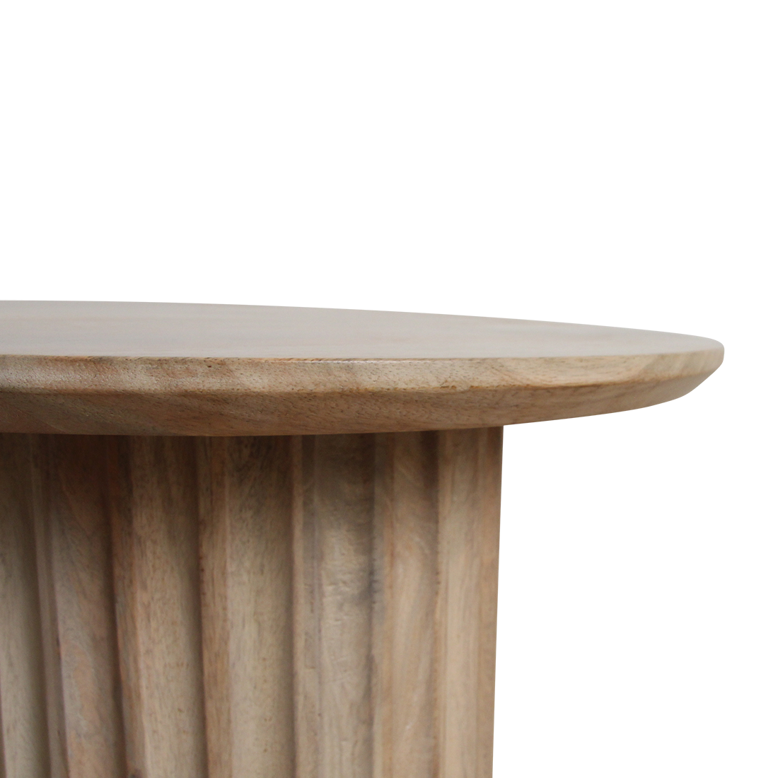 Mango Wood Side Table - Natural Bullnose Design, 55 cm
