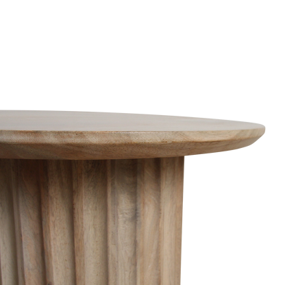 Mango Wood Side Table - Natural Bullnose Design, 55 cm