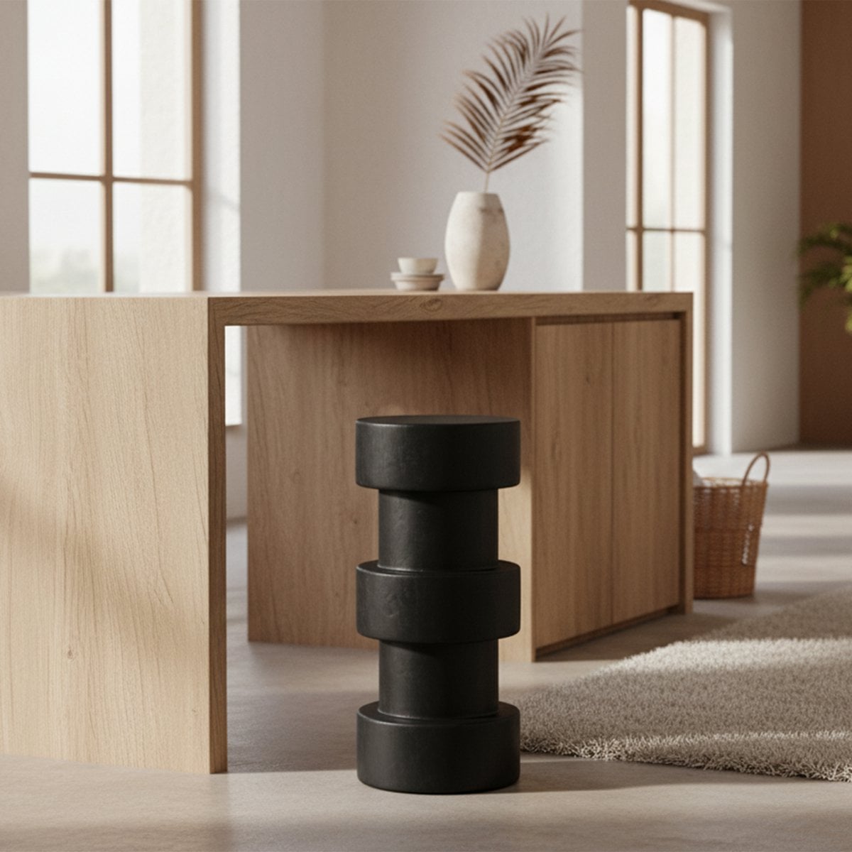 Teak Bar Stool - Black Totoma Forma Design