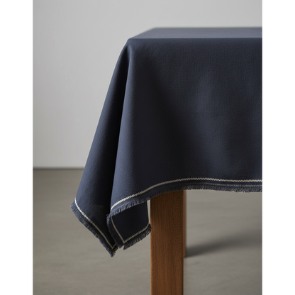 Linen Tablecloth - Black Natural Tuscany Style - 150x300